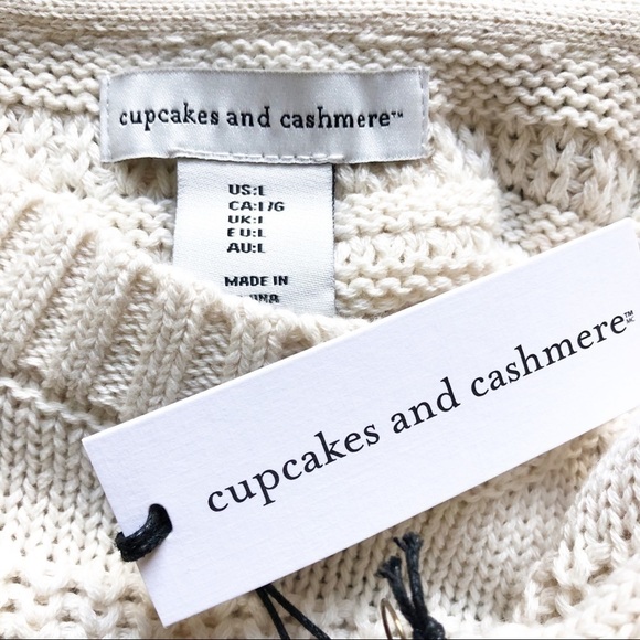 CUPCAKES and CASHMERE NWT Textured Pullover Knit Hi Low Hem Sweater in Cream - Picture 14 of 16